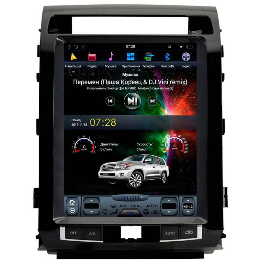 Мультимедийная система Mankana BST-1220S в стиле Тесла для Toyota LC 200 07-15г Араб на OS Android, Экран, 12,1"