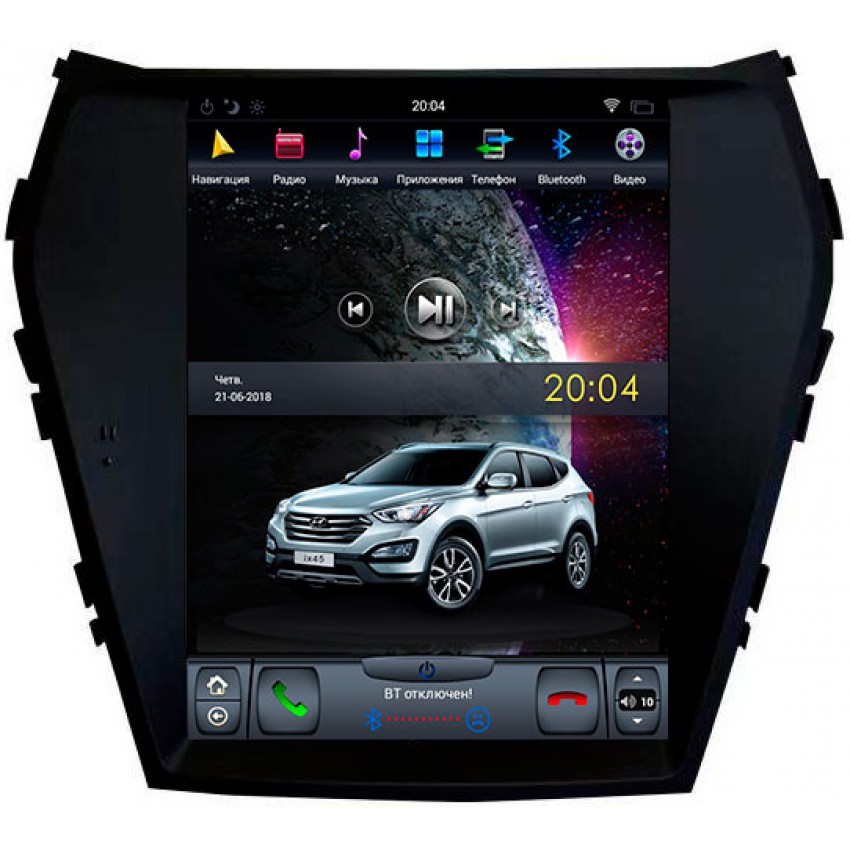 Мультимедийная система Mankana BST-1157S в стиле Tesla для Hyundai Santa Fe, IX45 12-18г на OS Android, Экран 10,4"