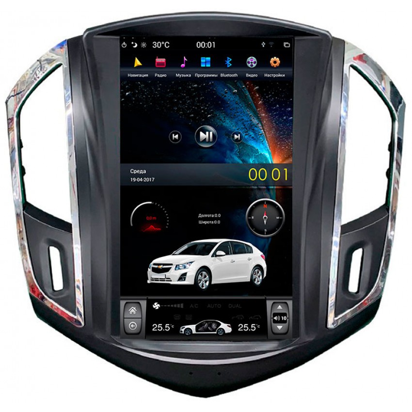Мультимедийная система Mankana BST-1271X в стиле Тесла для Chevrolet Cruze 12-16г на OS Android, Экран 11,8"