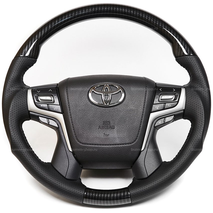 Руль в стиле рестайлинг II для Toyota Land Cruiser 200 2007-2021 с анатомией, карбон