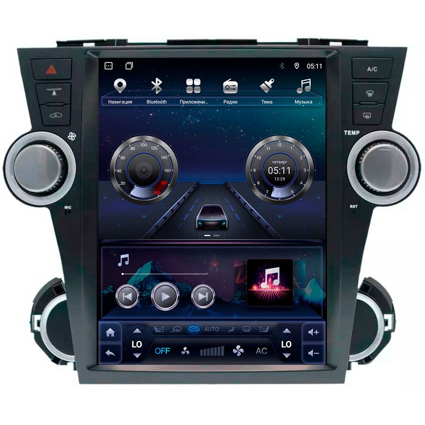 Головное устройство Mankana BST-12127R в стиле Тесла для Toyota Highlander XU40 07-13 на OS Android, Экран 12,1"